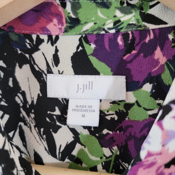 J. Jill Women's Multicolored Floral Button-Up Shirt Sz M Long Sleeve Cottagecore - Picture 6 of 10